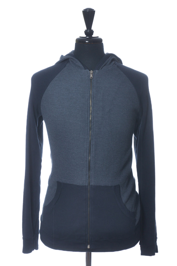 Splendid Mills Blue Waffle Knit Full Zip Hoodie