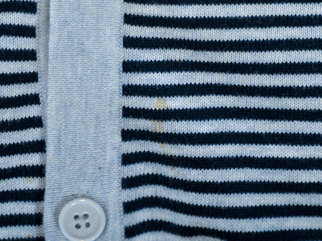 Fred Perry Navy on Grey Striped Cardigan Sweater