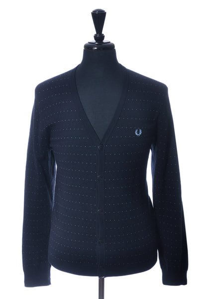 Fred Perry Dotted Navy Blue Cardigan Sweater