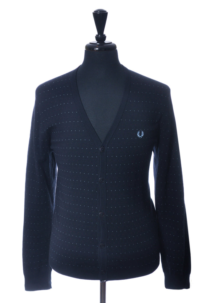 Fred Perry Dotted Navy Blue Cardigan Sweater