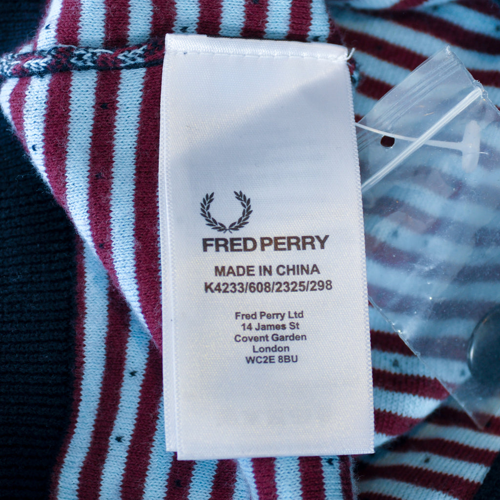 Fred Perry Dotted Navy Blue Cardigan Sweater