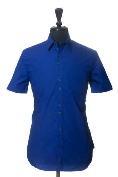Paul Smith NWT Blue Poplin Slim Fit Short Sleeve Shirt