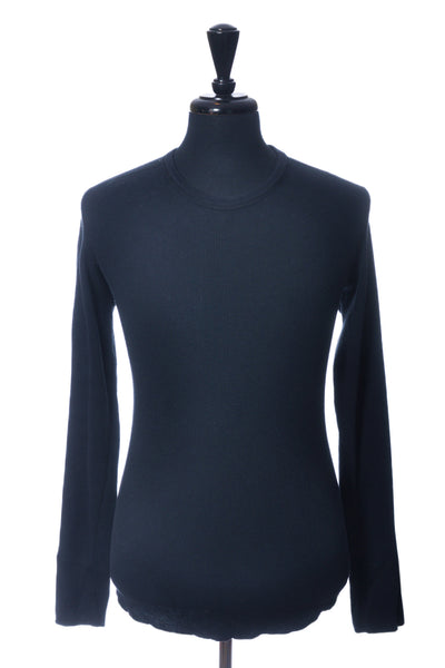 Wings + Horns Washed Black Waffle Knit Crew Neck Sweater