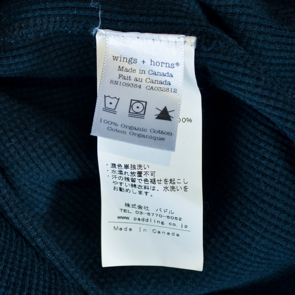 Wings + Horns Washed Black Waffle Knit Crew Neck Sweater