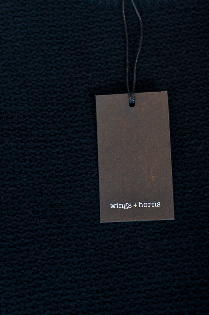 Wings + Horns Black Merino Wool Crew Neck Sweater