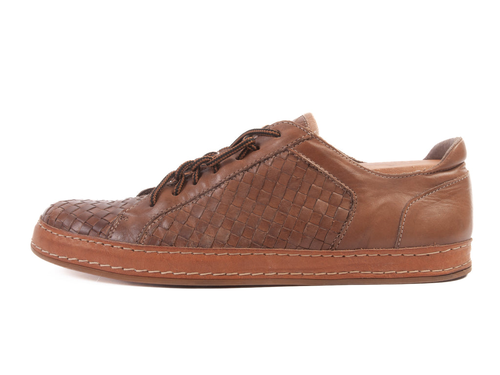 Stefano Gamba Brown Woven Leather Sneakers