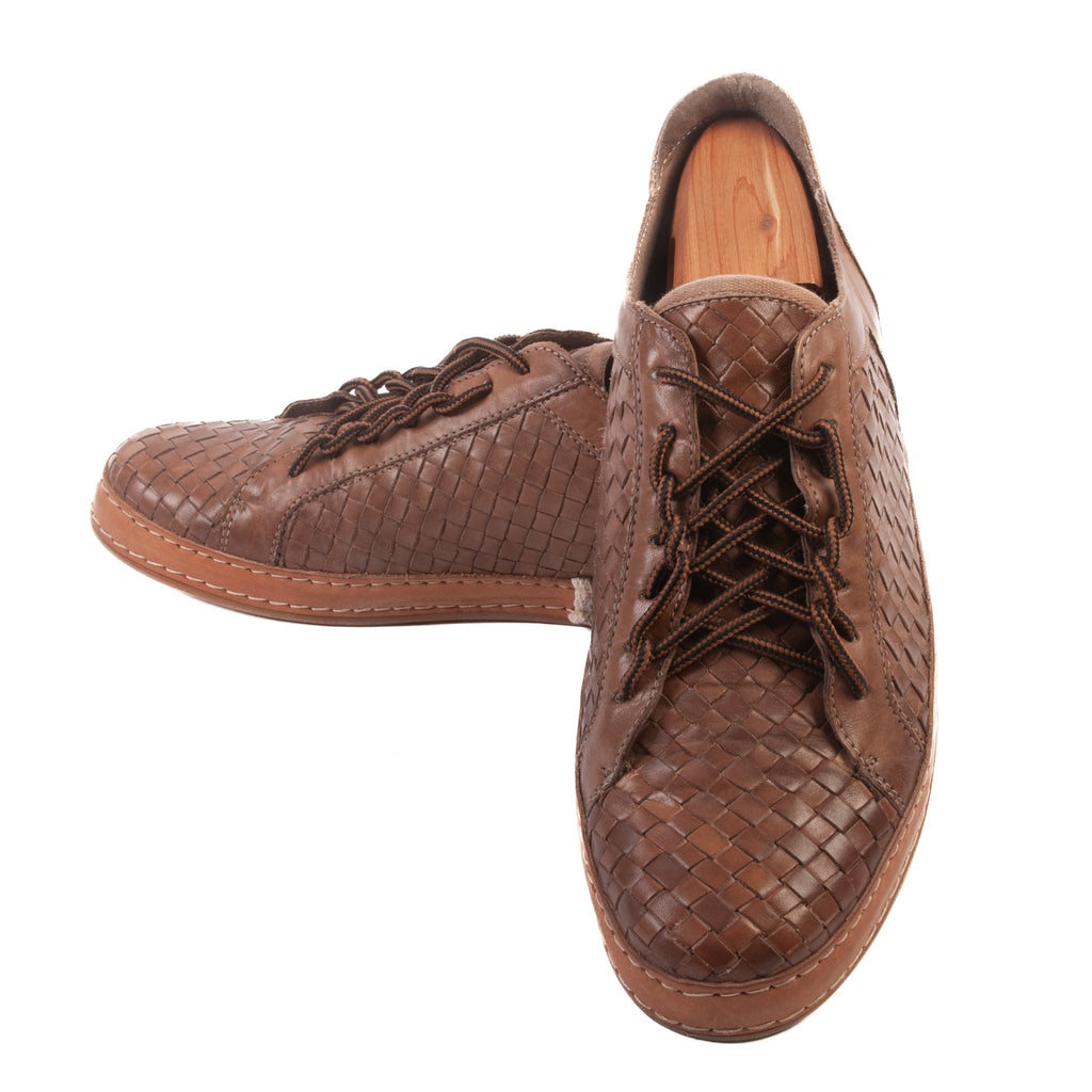 Stefano Gamba Brown Woven Leather Sneakers