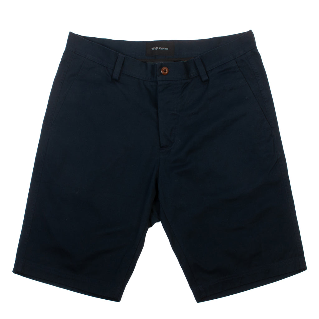 Wings + Horns Navy Blue Cotton Shorts
