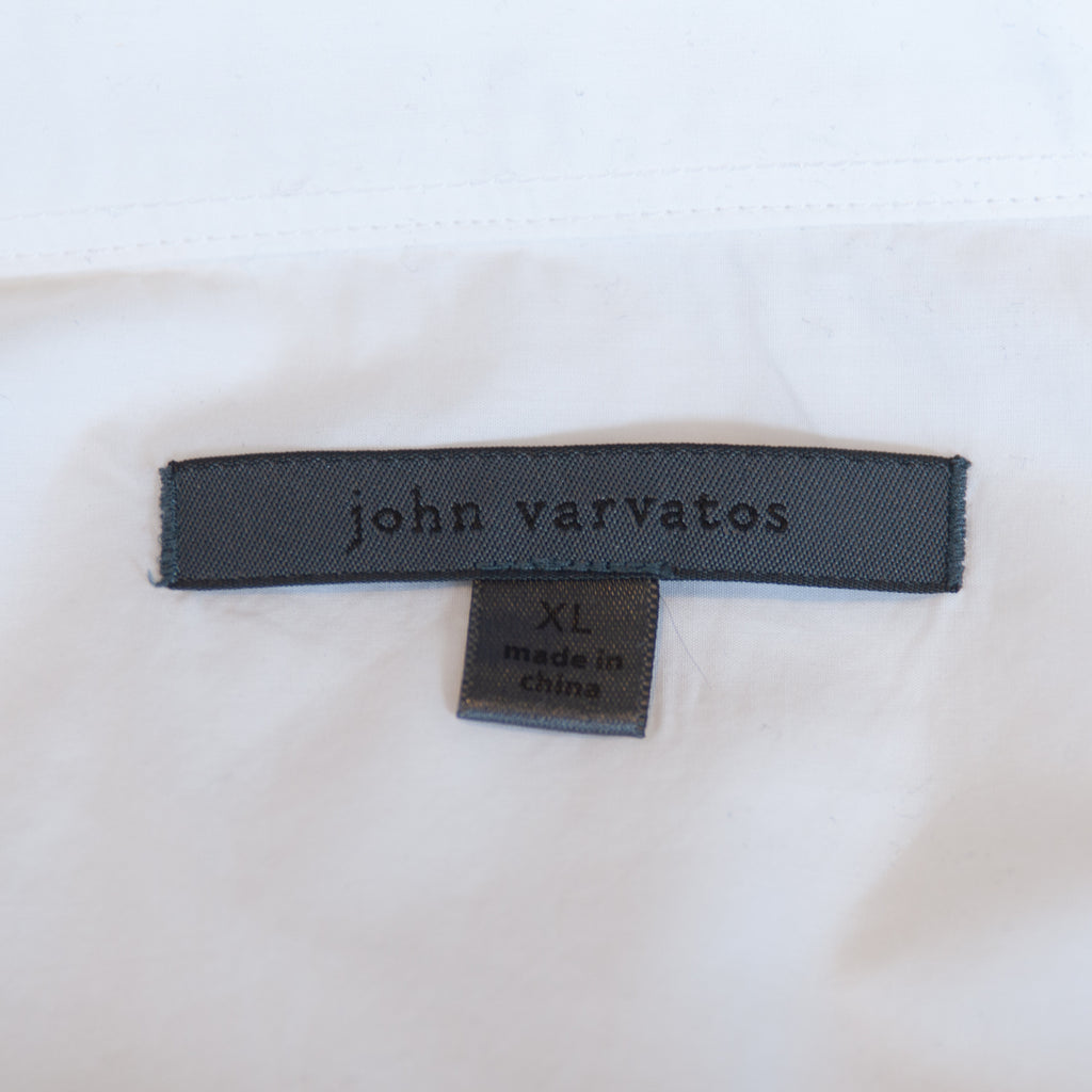 John Varvatos White Pick Stitch Collar Shirt