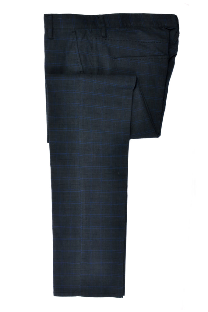 John Varvatos Luxe Navy Blue Check Pants