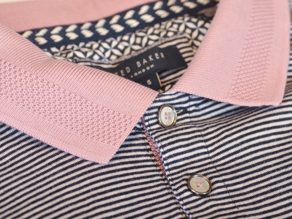 Ted Baker Navy Blue Striped Beagle Polo Shirt