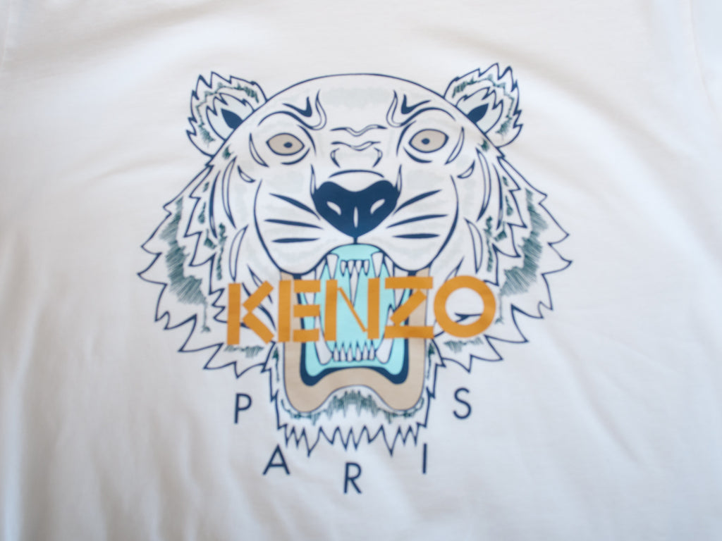 Kenzo White Tiger Print T-Shirt