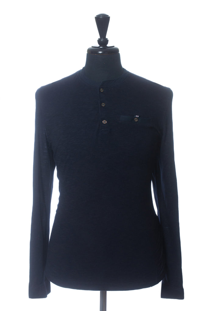 Ted Baker Deep Navy Blue Long Sleeve Henley Shirt