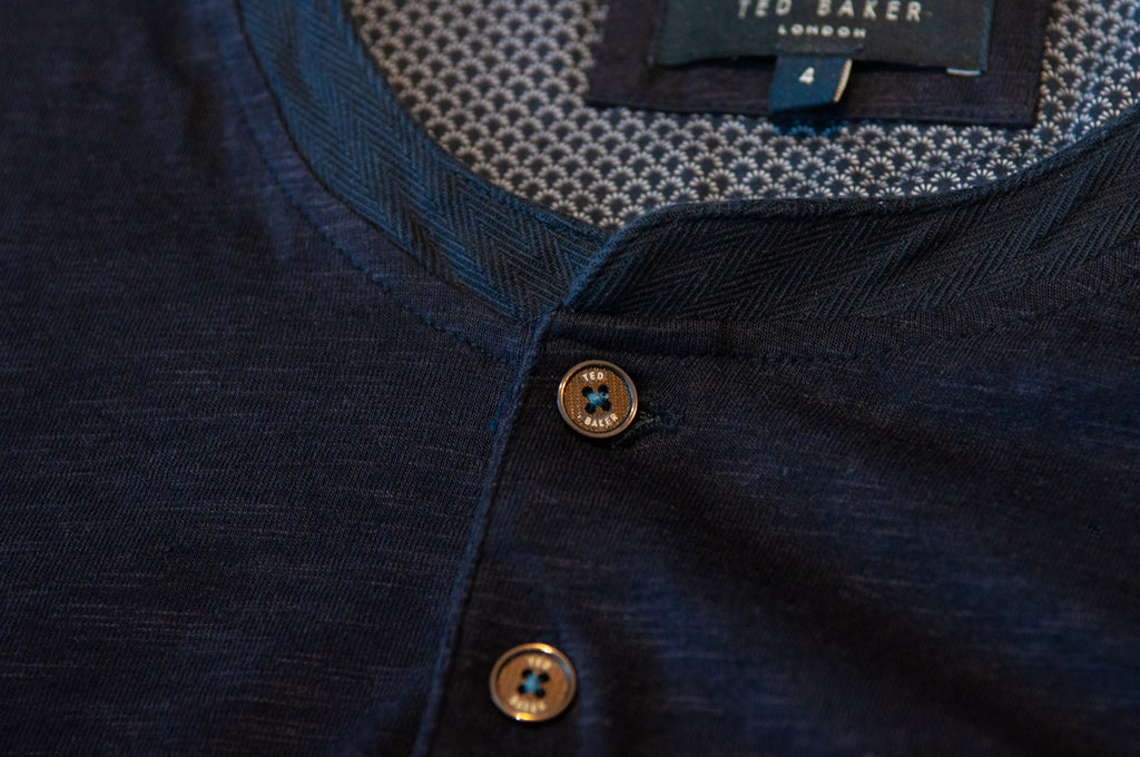 Ted Baker Deep Navy Blue Long Sleeve Henley Shirt