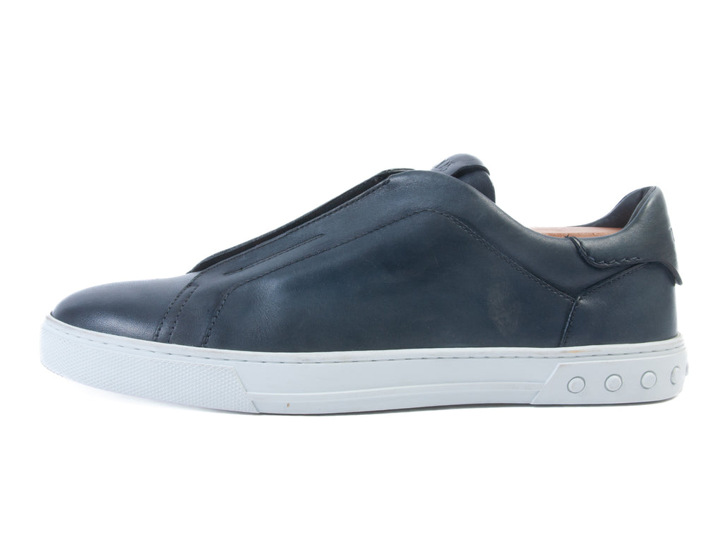 Tod’s Blue Leather Slip On Sneakers