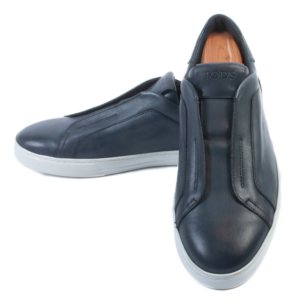 Tod’s Blue Leather Slip On Sneakers