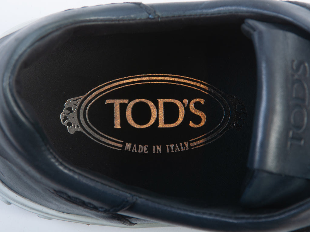 Tod’s Blue Leather Slip On Sneakers