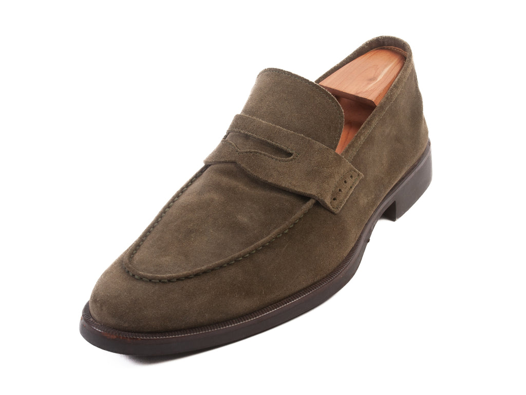 Di Bianco Green Suede Penny Loafers