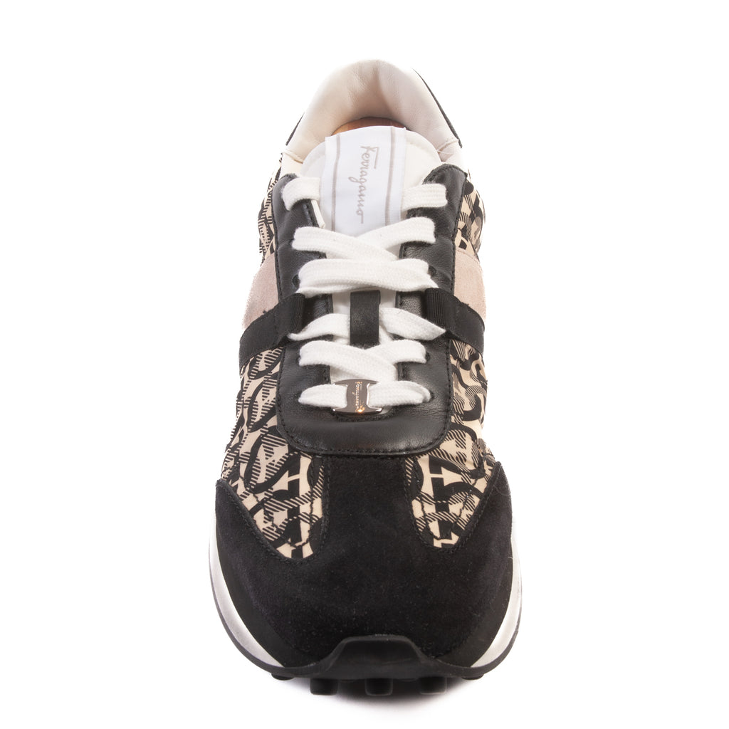 Salvatore Ferragamo Cream and Black Gancini Print Runners