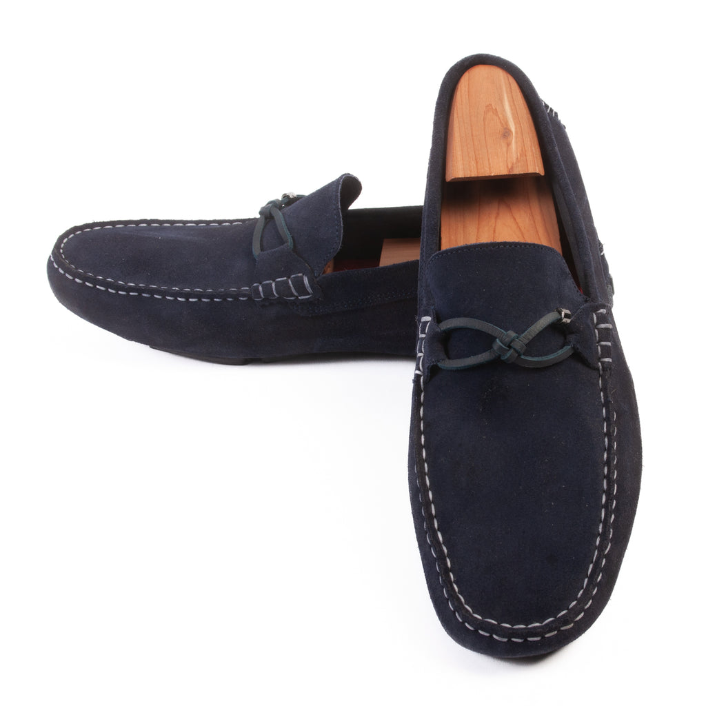 Ted Baker Navy Blue Suede Cottn Driving Shoes