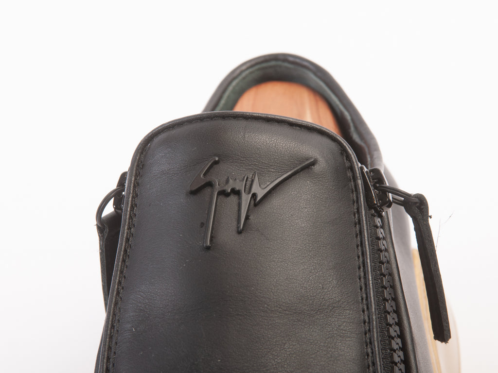 Zanotti Black and Gold Zipper Sneakers