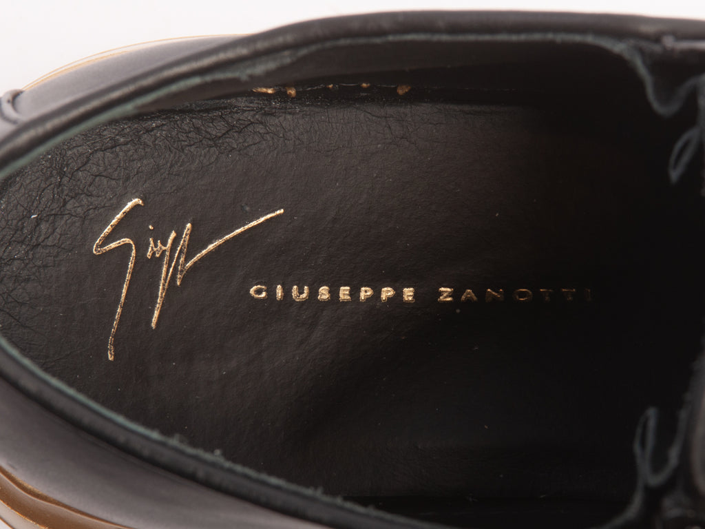 Zanotti Black and Gold Zipper Sneakers