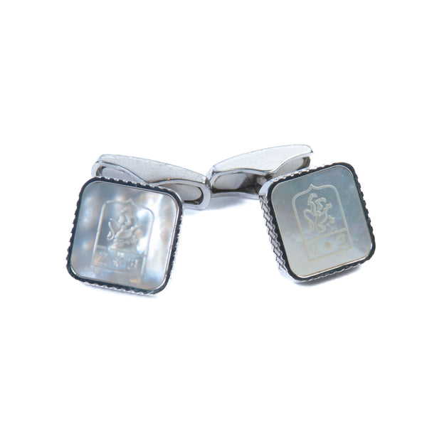 Ermengildo Zegna Mother of Pearl Inlay Sterling Silver Cufflinks