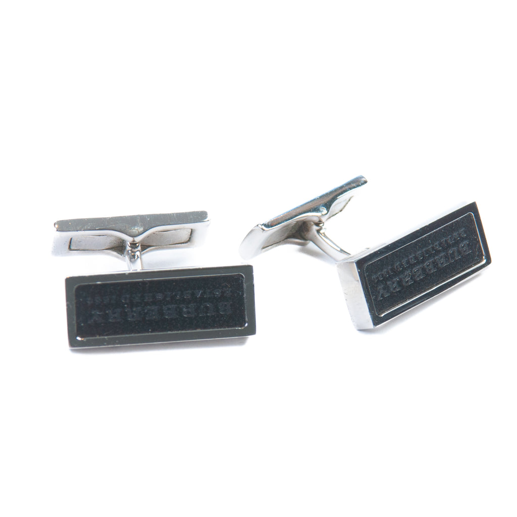 Burberry Black Text Logo Inlay Cufflinks