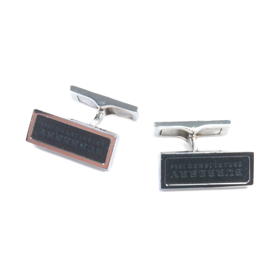 Burberry Black Text Logo Inlay Cufflinks