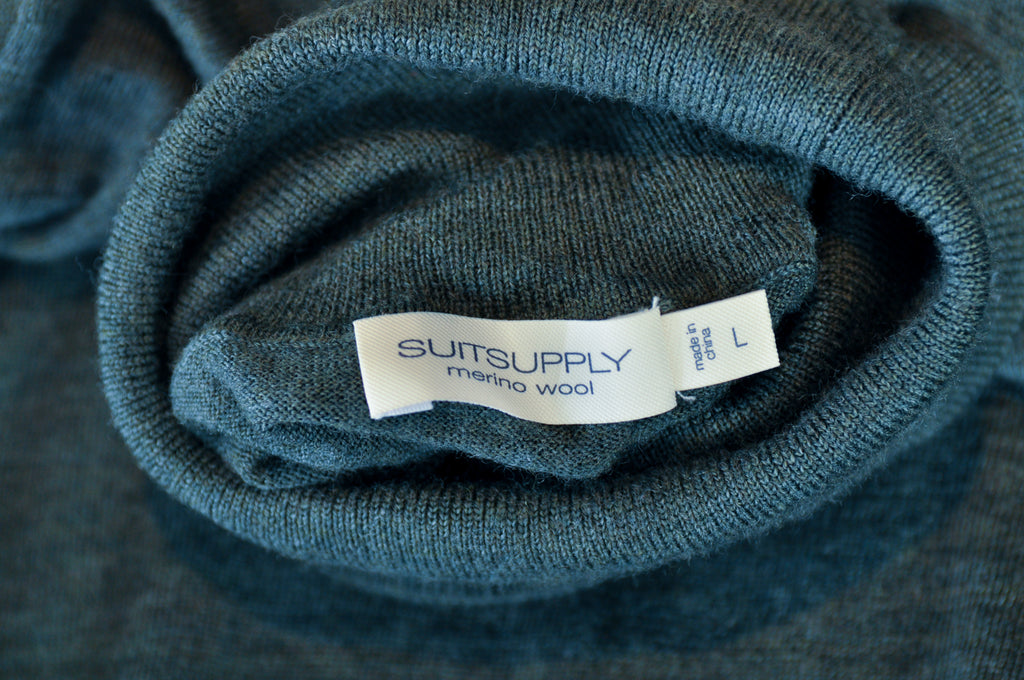 SuitSupply Grey Merino Wool Roll Neck Sweater