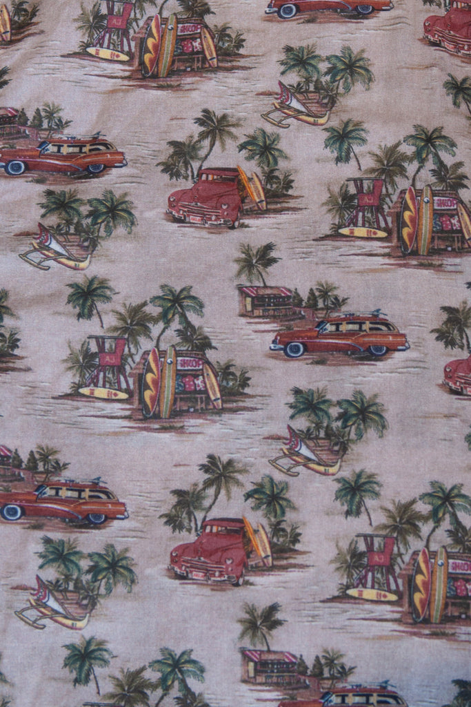 Oscar of Sweden Brown Surf Print Dress Shirt