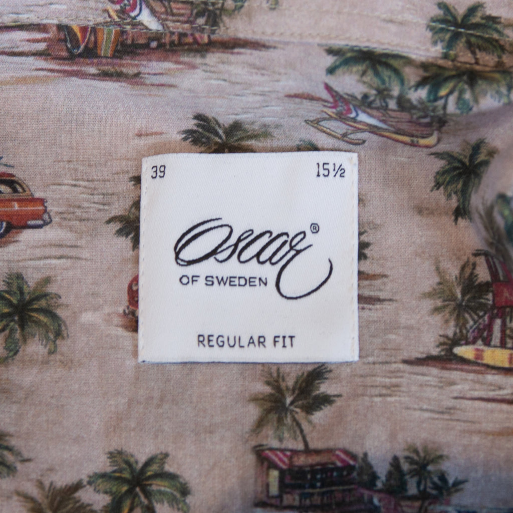 Oscar of Sweden Brown Surf Print Dress Shirt