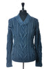 Jonathan MacIntosh Indigo Blue Garment Dyed Cable Knit Sweater