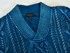 Jonathan MacIntosh Indigo Blue Garment Dyed Cable Knit Sweater