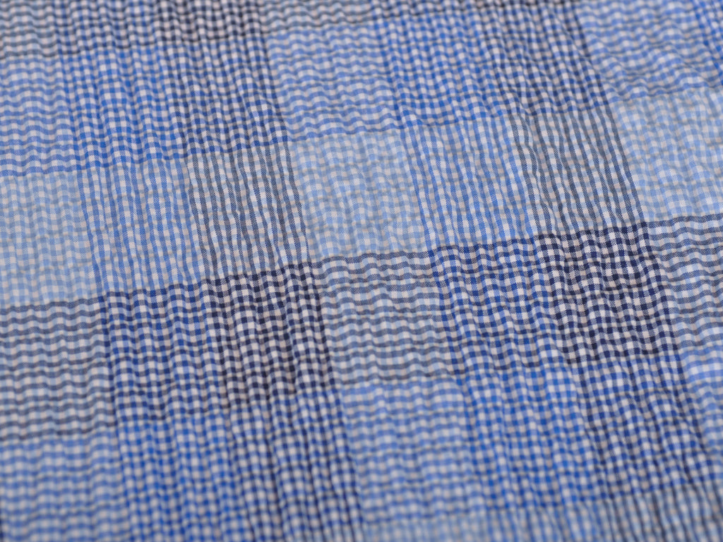 Emanuel Berg Blue Check Modern Fit Seersucker Shirt