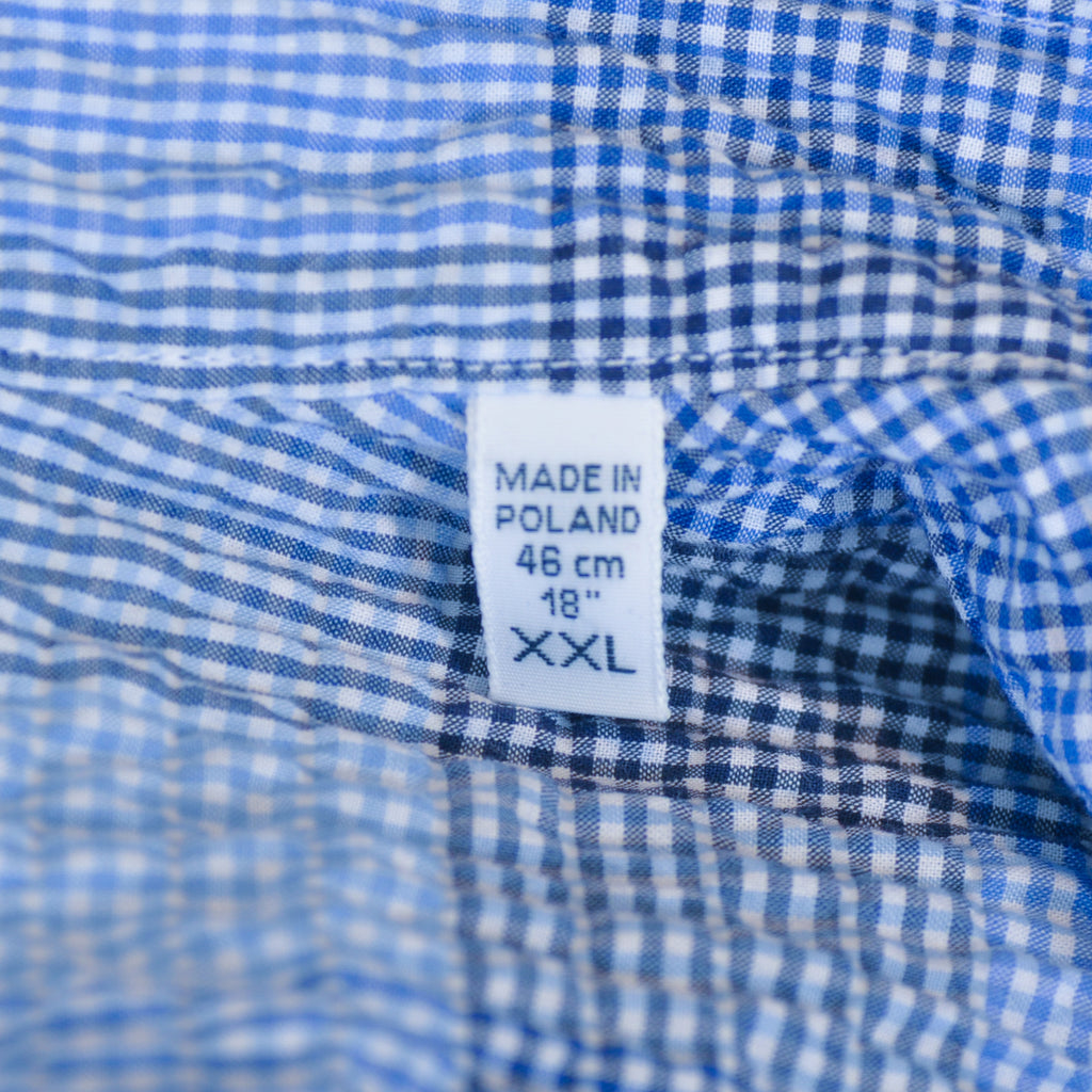 Emanuel Berg Blue Check Modern Fit Seersucker Shirt