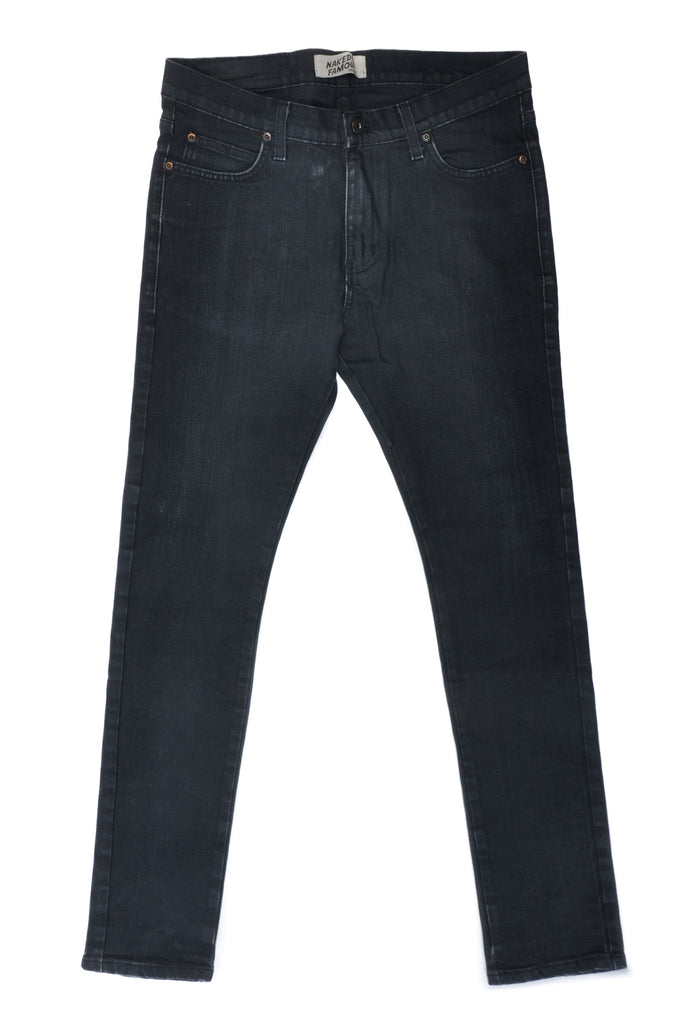 Naked & Famous Black Wax Coated Stretch Denim Jeans
