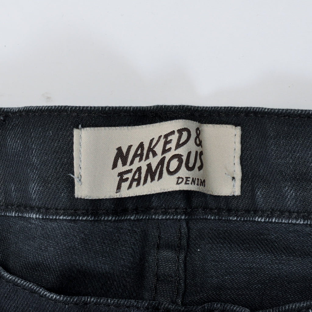 Naked & Famous Black Wax Coated Stretch Denim Jeans