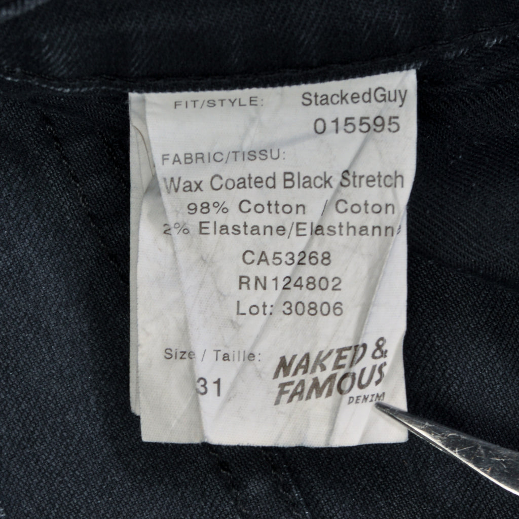 Naked & Famous Black Wax Coated Stretch Denim Jeans