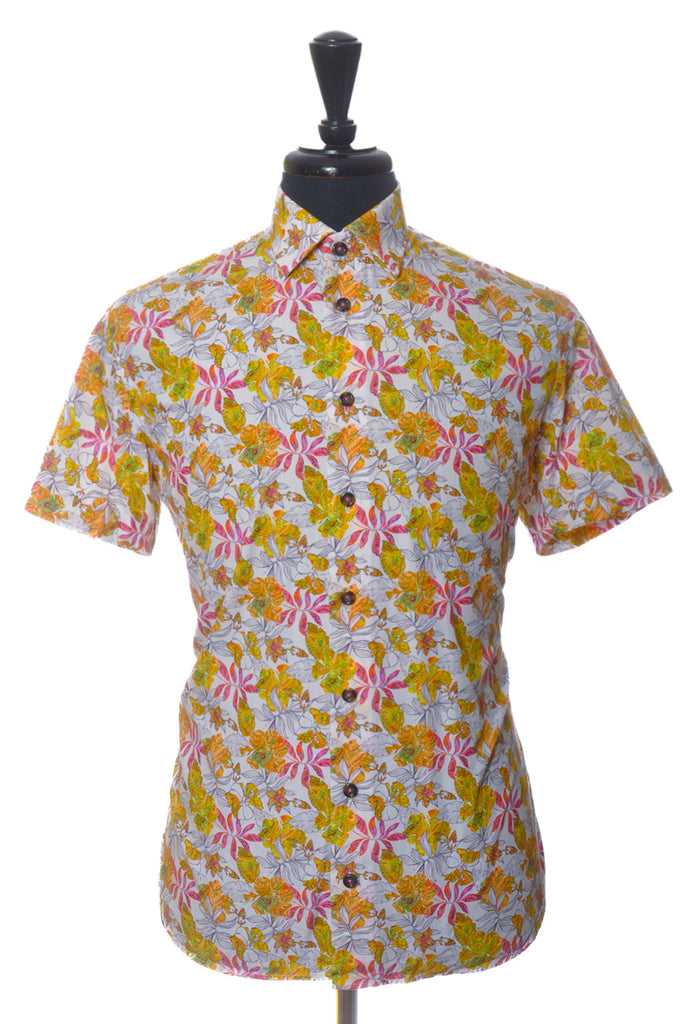 Lipson Floral Print Contemporary Fit Short Sleeve Shirt