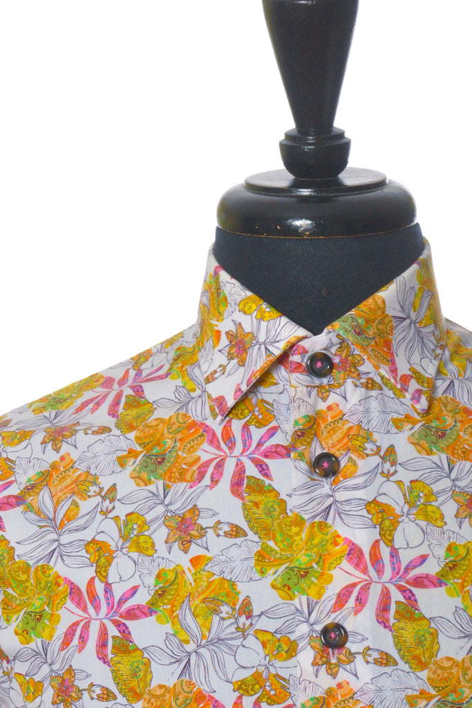 Lipson Floral Print Contemporary Fit Short Sleeve Shirt
