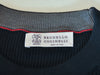 Brunello Cucinelli Black Ribbed Cotton Crew Neck Sweater