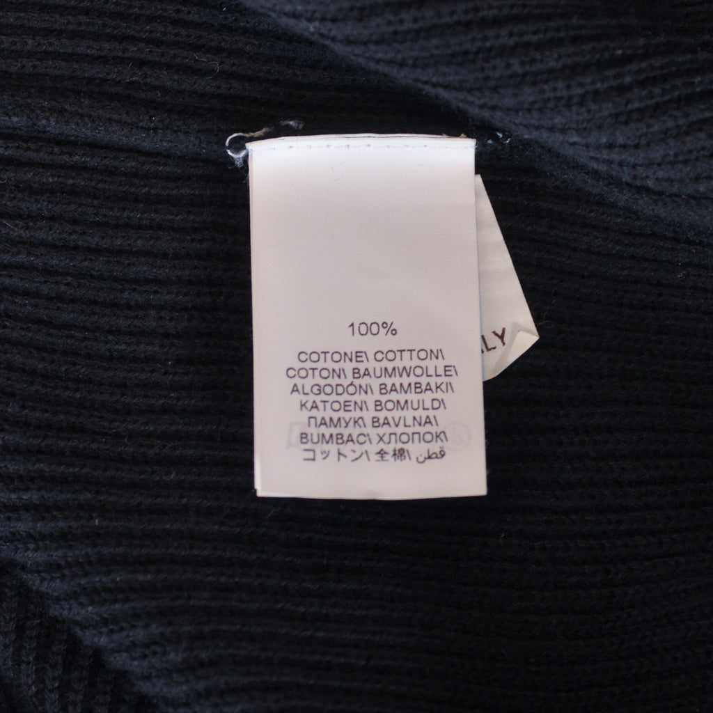 Brunello Cucinelli Black Ribbed Cotton Crew Neck Sweater