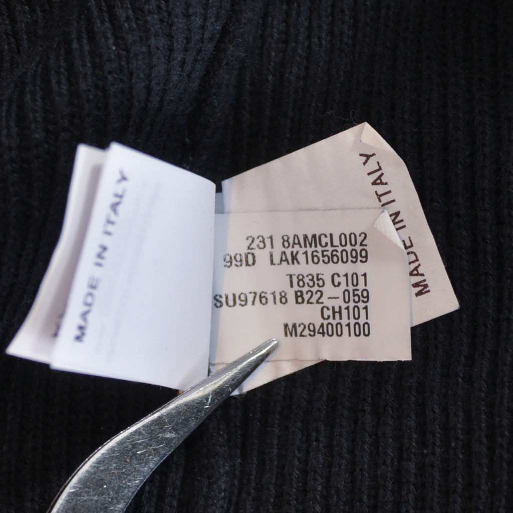 Brunello Cucinelli Black Ribbed Cotton Crew Neck Sweater