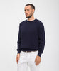 Brunello Cucinelli Black Ribbed Cotton Crew Neck Sweater