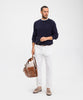 Brunello Cucinelli Black Ribbed Cotton Crew Neck Sweater