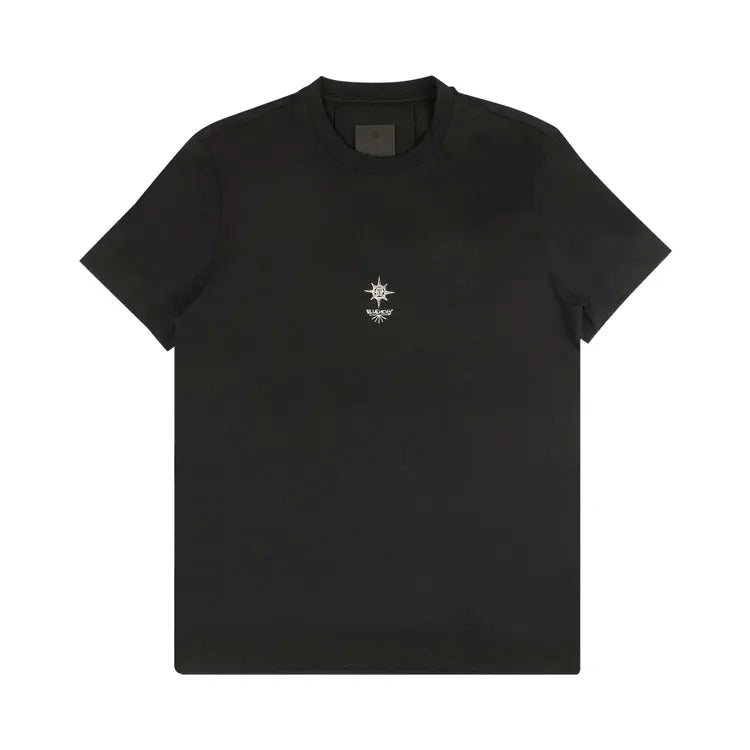 Givenchy Black Slim Fit Flower Cross Graphic T-Shirt