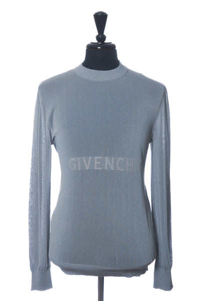 Givenchy Grey Reflective Knit Crew Neck Sweater