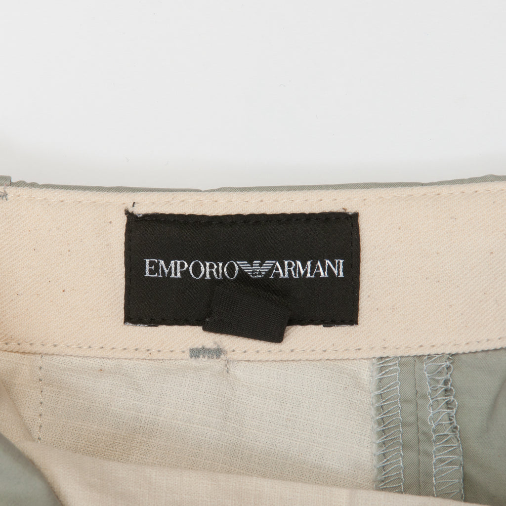 Emporio Armani Cement Grey Pleated Stretch Cotton Pants