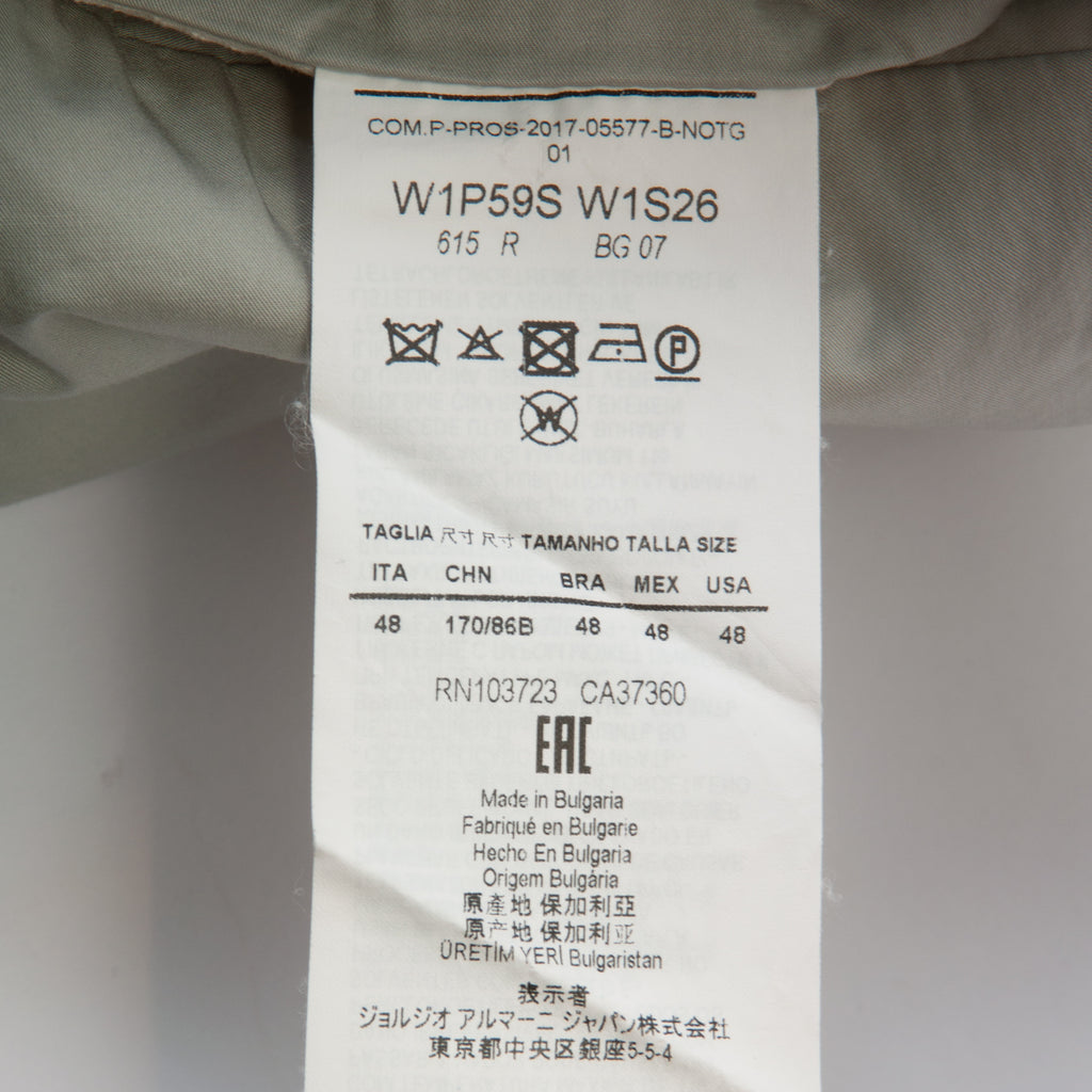 Emporio Armani Cement Grey Pleated Stretch Cotton Pants